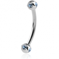 SURGICAL STEEL CURVED MICRO BARBELL WITH SATELLITE JEWELLED BALLS PIERCING