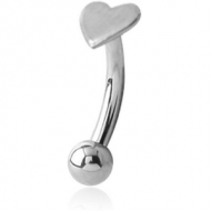 SURGICAL STEEL HEART FANCY CURVED MICRO BARBELL PIERCING