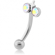 SURGICAL STEEL JEWELLED FANCY CURVED MICRO BARBELL PIERCING