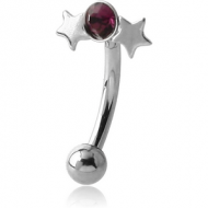 SURGICAL STEEL JEWELLED STARS FANCY CURVED MICRO BARBELL PIERCING