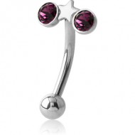 SURGICAL STEEL JEWELLED STARS FANCY CURVED MICRO BARBELL