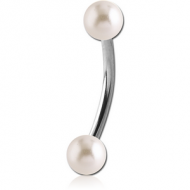 SURGICAL STEEL CURVED MICRO BARBELL WITH SYNTHETIC PEARLS PIERCING