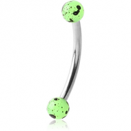 SURGICAL STEEL CURVED MICRO BARBELL WITH UV ACRYLIC NEON PRINTED BALLS PIERCING