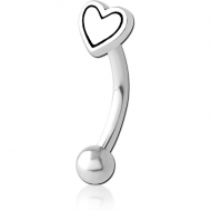 SURGICAL STEEL FANCY CURVED MICRO BARBELL - HEART PIERCING