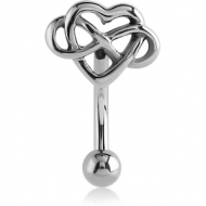 SURGICAL STEEL FANCY CURVED MICRO BARBELL - HEART INFINITY PIERCING