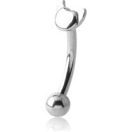 SURGICAL STEEL FANCY CURVED MICRO BARBELL - DEVIL HEAD PIERCING