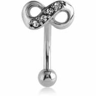 SURGICAL STEEL JEWELLED FANCY CURVED MICRO BARBELL - INFINITY PIERCING