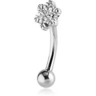 SURGICAL STEEL FANCY CURVED MICRO BARBELL - SNOWFLAKE PIERCING