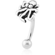 SURGICAL STEEL FANCY CURVED MICRO BARBELL - SQUID PIERCING