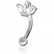 SURGICAL STEEL JEWELLED FANCY CURVED MICRO BARBELL - TRIPLE