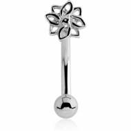 SURGICAL STEEL FANCY CURVED MICRO BARBELL - FLOWER PIERCING