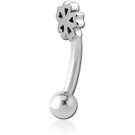 SURGICAL STEEL FANCY CURVED MICRO BARBELL - CLOVER PIERCING