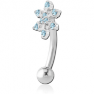 SURGICAL STEEL JEWELLED FANCY CURVED MICRO BARBELL - SNOWFLAKE PIERCING