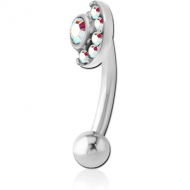 SURGICAL STEEL JEWELLED FANCY CURVED MICRO BARBELL - MOON AND STARS PIERCING