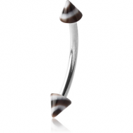 SURGICAL STEEL CURVED MICRO BARBELL WITH UV ACRYLIC SPIRAL CONES PIERCING
