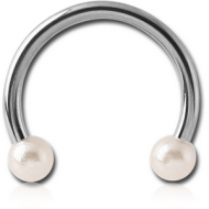 SURGICAL STEEL MICRO CIRCULAR BARBELL WITH SYNTHETIC PEARLS