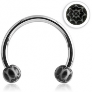 SURGICAL STEEL MICRO CIRCULAR BARBELL WITH UV ACRYLIC WEB BALLS PIERCING