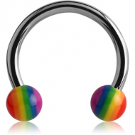 SURGICAL STEEL MICRO CIRCULAR BARBELL WITH UV RAINBOW BALLS