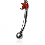 SURGICAL STEEL JEWELLED EYEBROW BANANA (STAR 3 MM) PIERCING