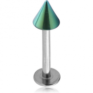 SURGICAL STEEL MICRO LABRET WITH ANODISED CONE PIERCING