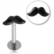 SURGICAL STEEL MICRO LABRET WITH BLACK PVD MUSTACHE PIERCING