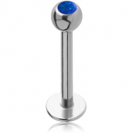 SURGICAL STEEL JEWELLED MICRO LABRET WITH SYNTHETIC OPAL PIERCING