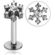 SURGICAL STEEL MICRO LABRET WITH JEWELLED ATTACHMENT - FLOWER PIERCING