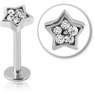 SURGICAL STEEL MICRO LABRET WITH JEWELLED ATTACHMENT - STAR