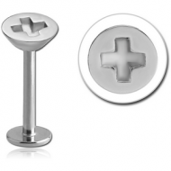 SURGICAL STEEL MICRO LABRET WITH ATTACHMENT - SCREW HEAD PIERCING
