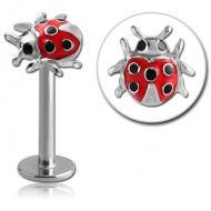 SURGICAL STEEL MICRO LABRET ATTACHMENT - LADYBUG PIERCING