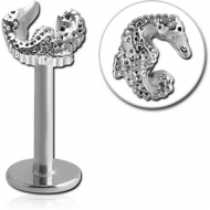 SURGICAL STEEL MICRO LABRET WITH ATTACHMENT - SEAHORSE PIERCING