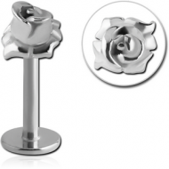 SURGICAL STEEL MICRO LABRET WITH ATTACHMENT - FLOWER PIERCING