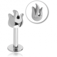 SURGICAL STEEL MICRO LABRET WITH ATTACHMENT - FLAMES PIERCING