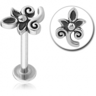 SURGICAL STEEL MICRO LABRET WITH ATTACHMENT - FILIGREE FLOWER PIERCING