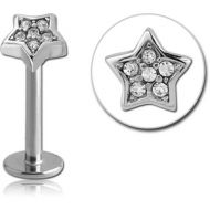 SURGICAL STEEL MICRO LABRET WITH JEWELLED ATTACHMENT - STAR PIERCING