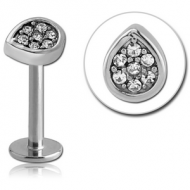 SURGICAL STEEL MICRO LABRET WITH JEWELLED ATTACHMENT - DROP PIERCING