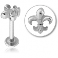 SURGICAL STEEL MICRO LABRET WITH ATTACHMENT - FLEUR DE LIS PIERCING