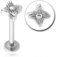 SURGICAL STEEL MICRO LABRET WITH ATTACHMENT - FLOWER PIERCING