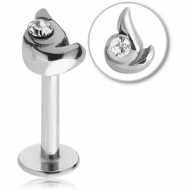 SURGICAL STEEL MICRO LABRET WITH JEWELLED ATTACHMENT PIERCING