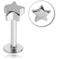SURGICAL STEEL MICRO LABRET WITH ATTACHMENT - STAR PIERCING