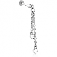 SURGICAL STEEL TRAGUS MICRO LABRET WITH JEWELLED CHARM PIERCING