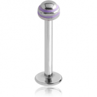 SURGICAL STEEL MICRO LABRET WITH STRIPED BALL PIERCING