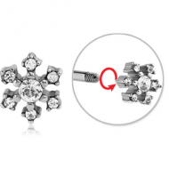 SURGICAL STEEL MICRO THREADED JEWELLED FLOWER ATTACHMENT