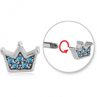 SURGICAL STEEL MICRO THREADED JEWELLED CROWN ATTACHMENT PIERCING