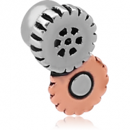 SURGICAL STEEL MICRO THREADED STEAMPUNK ATTACHMENT WITH COPPER PART PIERCING