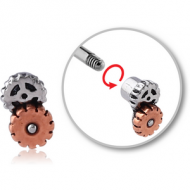 SURGICAL STEEL MICRO THREADED STEAMPUNK ATTACHMENT WITH COPPER PART PIERCING