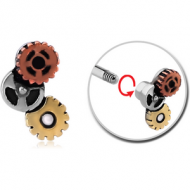 SURGICAL STEEL MICRO THREADED STEAMPUNK ATTACHMENT WITH BRASS AND COPPER PARTS PIERCING
