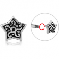 SURGICAL STEEL MICRO ATTACHMENT FOR 1.2MM THREADED PINS - SURGICAL STEEL MICRO LABRET WITH JEWELLED ATTACHMENT - FILIGREE STAR PIERCING