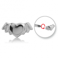 SURGICAL STEEL MICRO THREADED WINGED HEART ATTACHMENT PIERCING