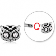 SURGICAL STEEL MICRO THREADED JEWELLED ATTACHMENT - OWL HEAD PIERCING